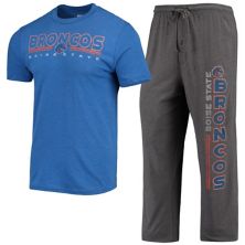 Мужские футболки и штаны Concepts Sport, темно-серый/Royal Boise State Broncos Meter, футболка и брюки для сна Unbranded
