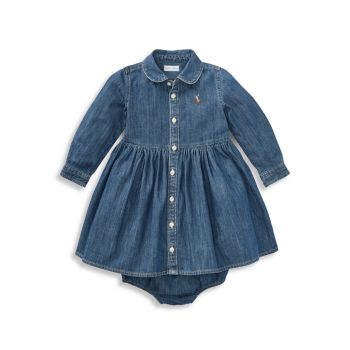 Джинсовое платье-рубашка для маленьких девочек Polo Ralph Lauren