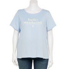 Women's Plus Size &#34;Hello Weekend&#34; Graphic Tee Unbranded