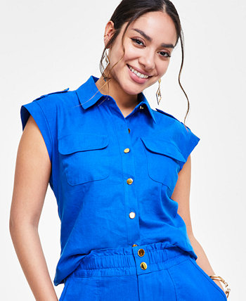 Petite Sleeveless Utility Shirt, Created for Macy's I.N.C. International Concepts