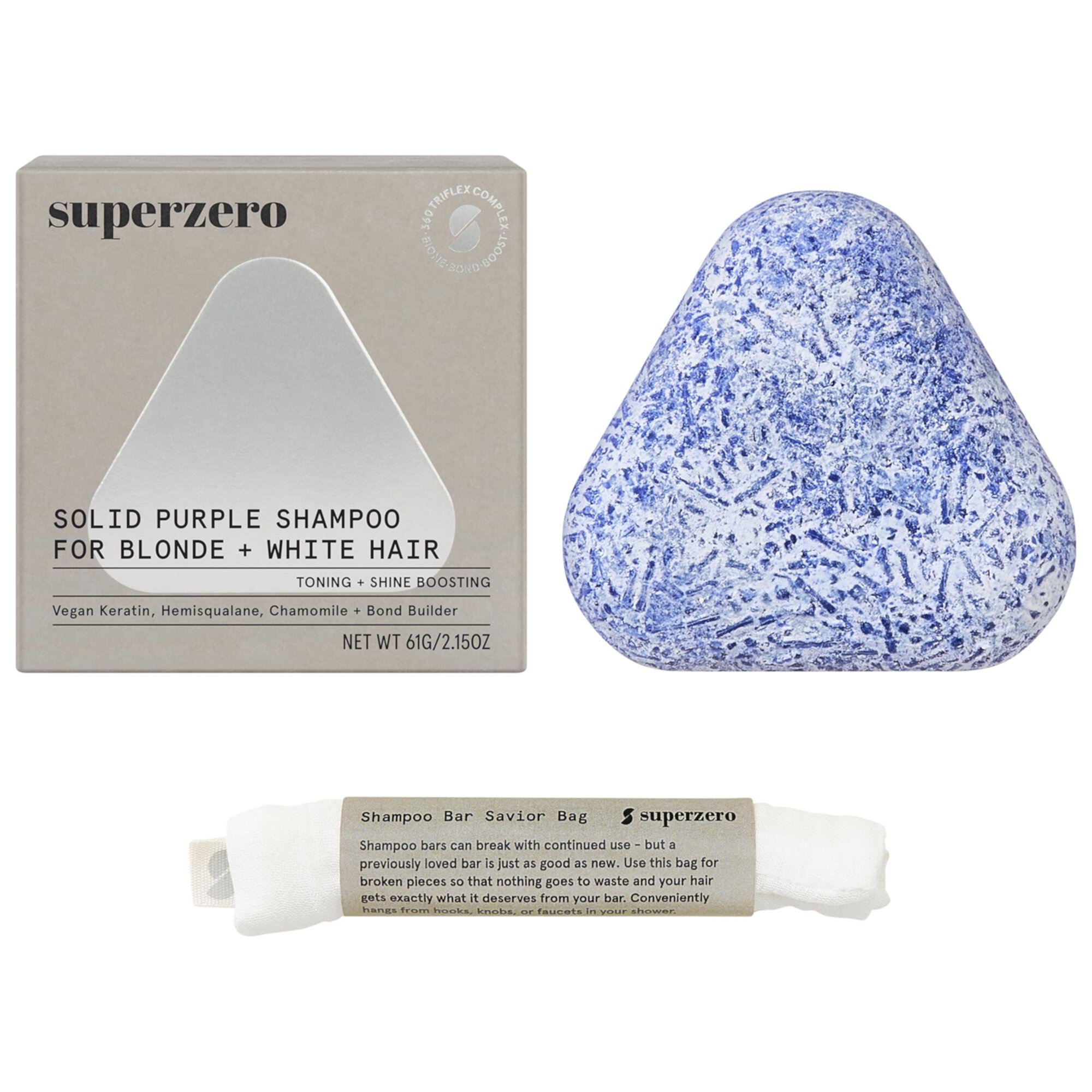 Фиолетовый шампунь для светлых, мелированных и седых волос Superzero