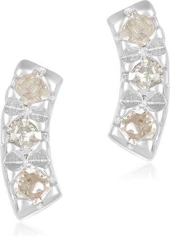 Изогнутые серьги-гвоздики из стерлингового серебра с бриллиантами Trio - 0,10 карата ADORNIA Fine