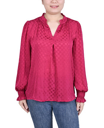 Блуза Petite с длинными рукавами и присборенными манжетами NY Collection