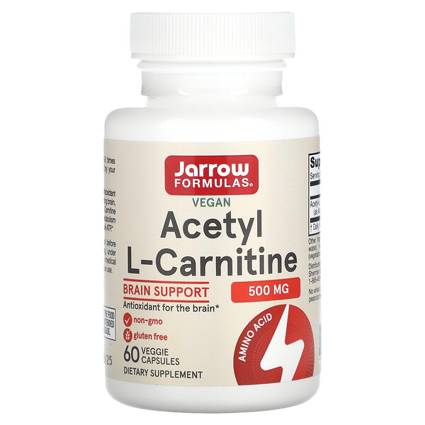 Ацетил L-Карнитин - 500 мг - 60 растительных капсул - Jarrow Formulas Jarrow Formulas