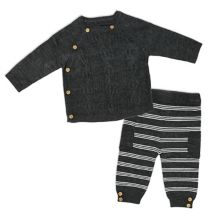 Вязаный свитер и брюки с боковыми пуговицами для маленьких мальчиков, комплект из 2 предметов Rock A Bye Baby Boutique