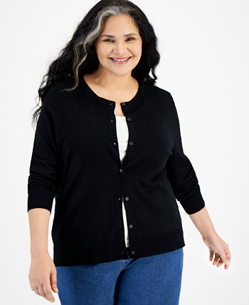 Plus Size Button-Front Cardigan, Created for Macy's Style & Co