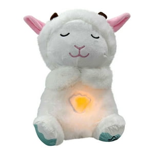 Bedtime Baby Soothers for Sleep, Cry Activated Heartbeat Stuffed Animal for Baby, Newborn, Calming Light, Lullaby Music, White Noise, Shush and Mother’s Heartbeat WOHSAO