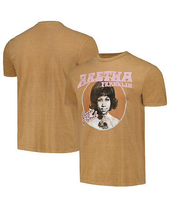 Мужская коричневая футболка с рисунком Aretha Franklin Philcos