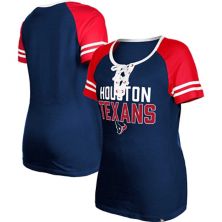 Женская темно-синяя футболка New Era Houston Texans со шнуровкой реглан New Era
