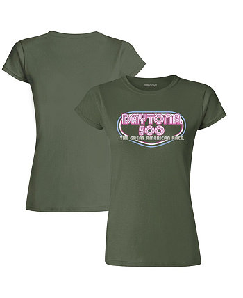 Женская футболка Olive 2023 Daytona 500 в винтажном стиле Checkered Flag Sports