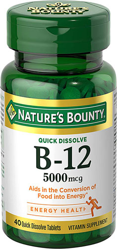 B-12 Натуральная вишня - 5000 мкг - 40 таблеток быстрого растворения - Nature's Bounty Nature's Bounty