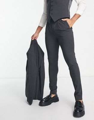 Темно-серые узкие костюмные брюки из ткани премиум-класса Noak 'Camden' с эластичной тканью Noak