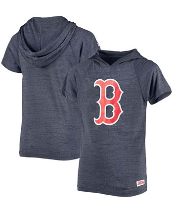 Пуловер с короткими рукавами и короткими рукавами в стиле реглан для больших мальчиков и девочек, темно-синий Boston Red Sox с капюшоном Stitches