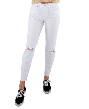 Белые рваные прямые джинсы с высокой посадкой для юниоров The Mom Rewash
