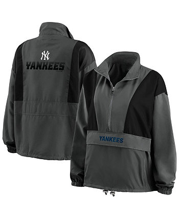 Женская темно-серая куртка New York Yankees Packable с молнией до половины WEAR by Erin Andrews