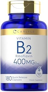 Carlyle Vitamin B-2 400mg | 180 Count | Non-GMO, Gluten Free Supplement | Vitamin B2 Riboflavin Carlyle