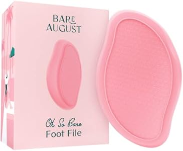 Bare August Glass Foot File Callus Remover - Heel Scraper & in-Shower Foot Scrubber Dead Skin Remover - Pedicure Foot Buffer for Soft Feet (with Handle, Teal) Bare August