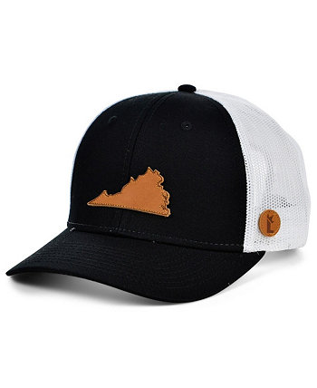 Men's Black and White Virginia Statement Trucker Snapback Adjustable Hat Local Crowns