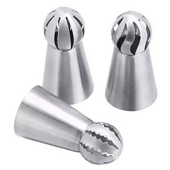 Stainless Steel Russian Ball Sphere Icing Nozzles Set 3 Pcs Kitcheniva