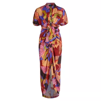 Платье-рубашка с абстрактным узором Miko и завязками спереди LE SUPERBE