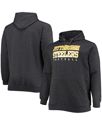 Толстовка-пуловер для мужчин большого и высокого роста, темно-серого цвета, с капюшоном Pittsburgh Steelers Fanatics