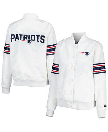 Женская белая атласная университетская куртка New England Patriots Line Up Starter