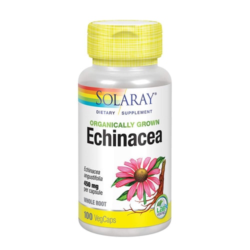 Органически выращенная эхинацея узколистная Solaray - 450 мг - 100 растительных капсул Solaray