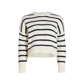 Полосатый хлопковый свитер с круглым вырезом FRAME