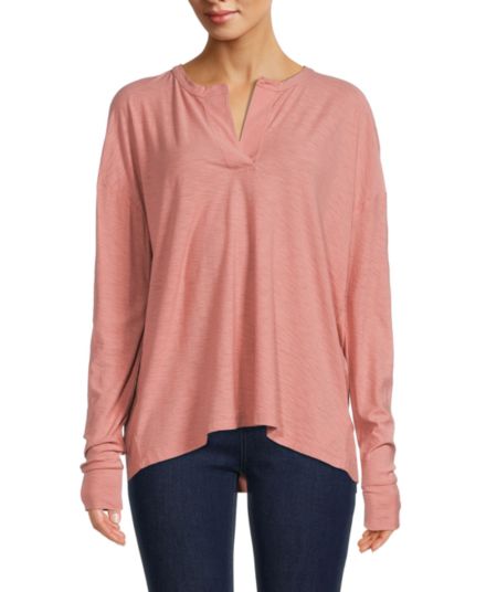 Knitted Heathered V Neck Top James Perse