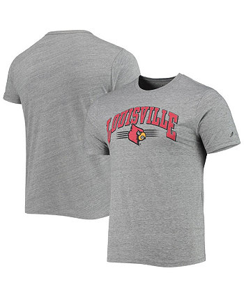 Men's Heathered Gray Louisville Cardinals Upperclassman Reclaim Recycled Jersey T-shirt League Collegiate Wear