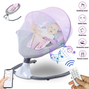 Electric Baby Swing for Infants, Remote Control,Bluetooth Music,4 Timing Baby Bouncer,Pink RICHYOUNG