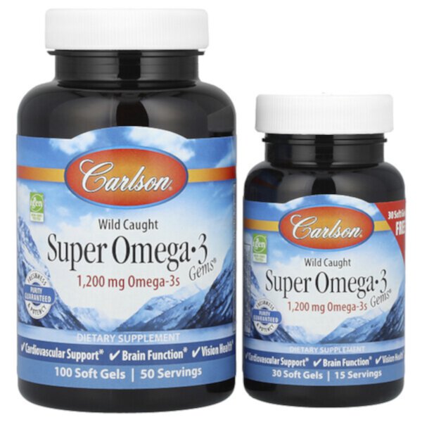 Super Omega-3 Gems - 1200 мг - 130 мягких капсул - Carlson Carlson