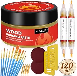 FUMILE Wood Burning Gel Kit,4 OZ Wood Burning Paste,Wood Burning Pen Kit for Wood Burning Design for Beginners, Stable Heat Activated Paste(21 PCS). FUMILE