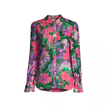 Шифоновая блузка с цветочным принтом Lacey Garden MILLY