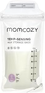 Momcozy Breastmilk Storing Bags, Temp-Sensing Discoloration Milk Storing Bags for Breastfeeding, Disposable Milk Storage Bag with 6 Ounce Self Standing, No-Leak Milk Freezer Storage Pouches, 120pcs Momcozy