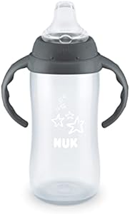 NUK Learner Cup, 10 Ounce, Tritan Gray Star – BPA Free, Spill Proof Sippy Cup NUK