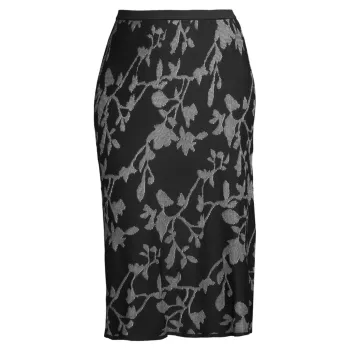 Plus Size Floral Jacquard Midi-Skirt Ming Wang