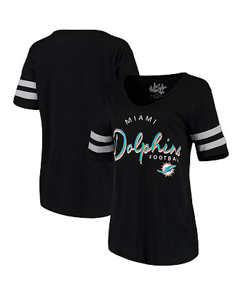 Женская черная футболка с v-образным вырезом Triple Play by Alyssa Milano Miami Dolphins Touch