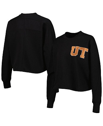 Women's Black Texas Longhorns Back To Reality Colorblock Pullover Sweatshirt Gameday Couture