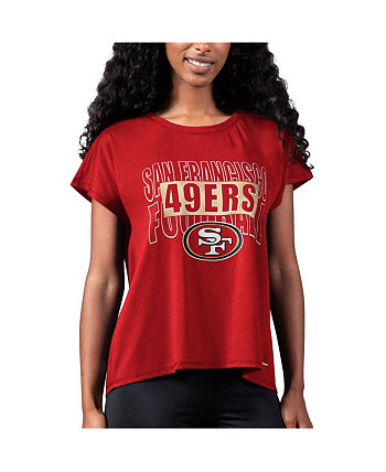 Красная женская футболка San Francisco 49ers Abigail с разрезом сзади MSX by Michael Strahan