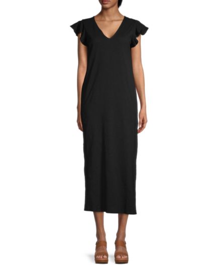 Макси-платье с вышивкой из ткани Saks Fifth Avenue