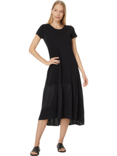 Платье Fushion с круглым вырезом, короткими рукавами и атласными деталями Elliott Lauren