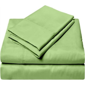 Family King Size Bed Sheet Set 4 Piece, 400 Thread Count, 14" Deep Pocket, 100% Egyptian Cotton, Sateen Finish, Extra Soft and Luxury - Sage Solid. Bedding Begs