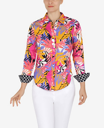 Petite Wrinkle Resistant Printed Button Down Tops Ruby Rd.