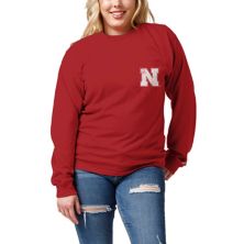 Женская студенческая одежда Scarlet Nebraska Huskers, футболка с длинными рукавами и карманами большого размера Unbranded