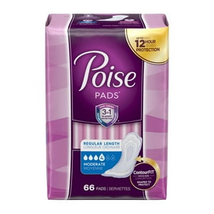 Poise Bladder Control Pad 10.9 Inch Length Moderate Absorbency Absorb-Loc Regular Female Disposable, 33558 - Pack of 66 Visit the Poise Store