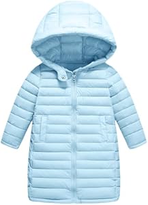 Happy Cherry Girls Boys Long Lightweight Hooded Puffer Jacket Puffer Down Coat Winter Fall Outerwear Warm Happy Cherry