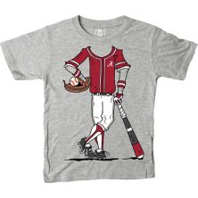 Youth Wes & Willy Gray Alabama Crimson Tide Baseball Player T-Shirt Wes & Willy