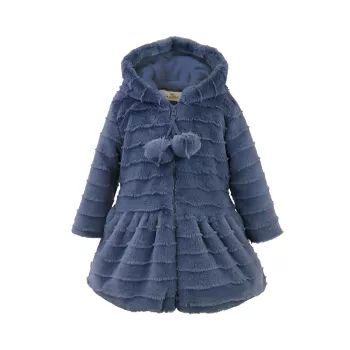 Little Girl's Pom-Pom Hooded Faux Fur Coat WIDGEON