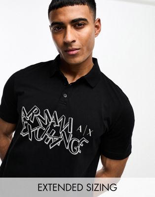 Черная футболка-поло с логотипом Armani Exchange AX ARMANI EXCHANGE